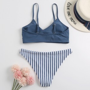 New strappy bikini 2020 through Amazon swimwear wholesale double-sided plain swimsuit